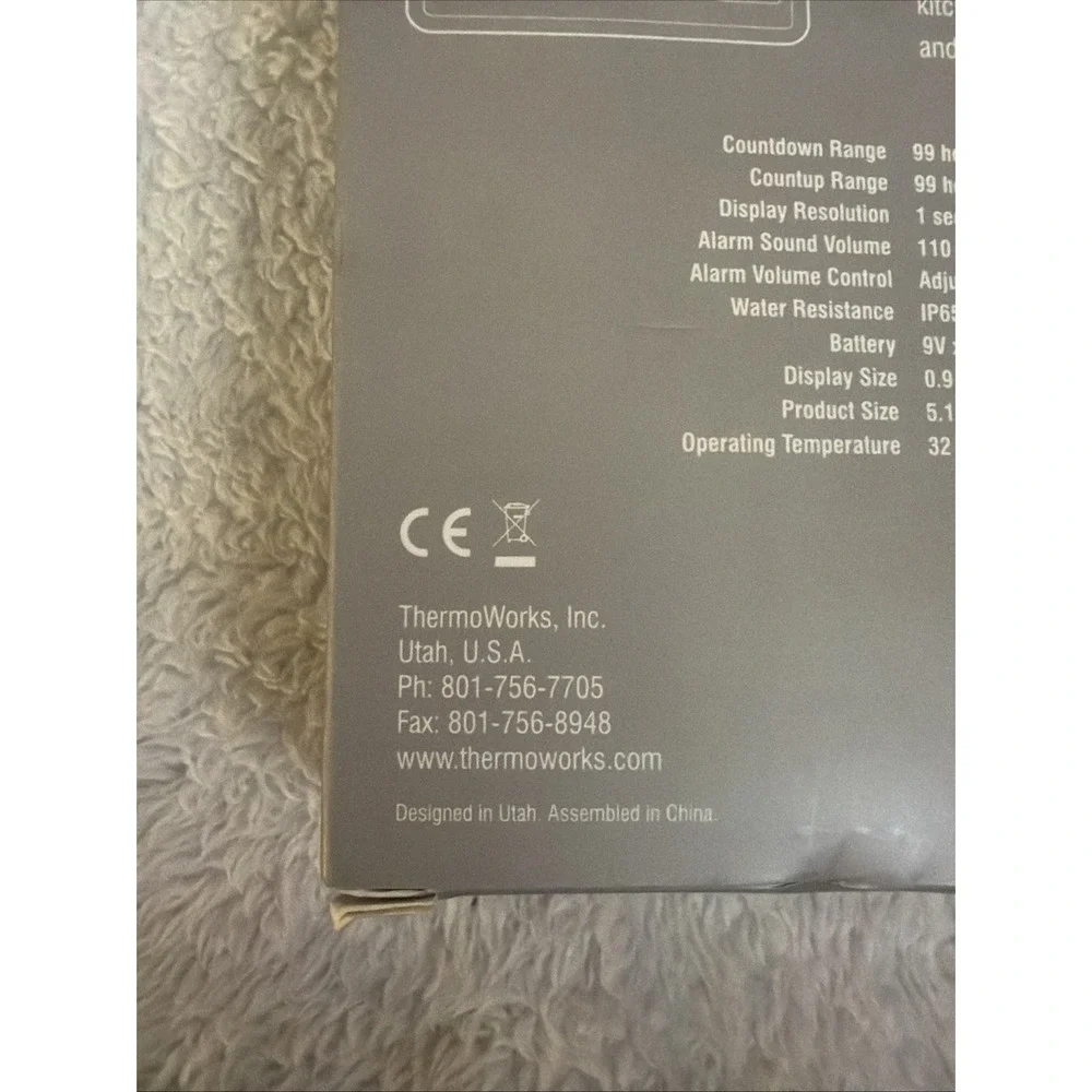 ThermoWorks Extra Big & Loud Kitchen Timer Dark Gray 5.1 x 3.5 in NIB New TX4100